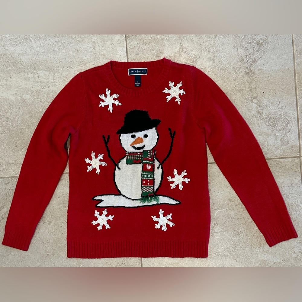 Karen Scott Ugly Christmas Snowman Sweater Small